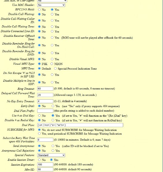 Screenshot of the web interface of the Grandstream HT802 v2 - 4 of 5