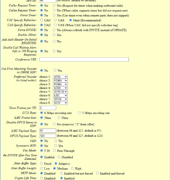 Screenshot of the web interface of the Grandstream HT802 v2 - 5 of 5