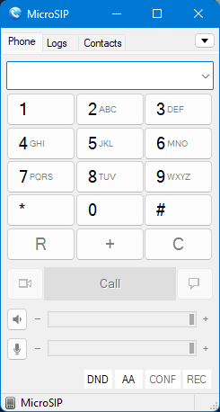 Screenshot of the main MicroSIP window Screenshot of the main MicroSIP window